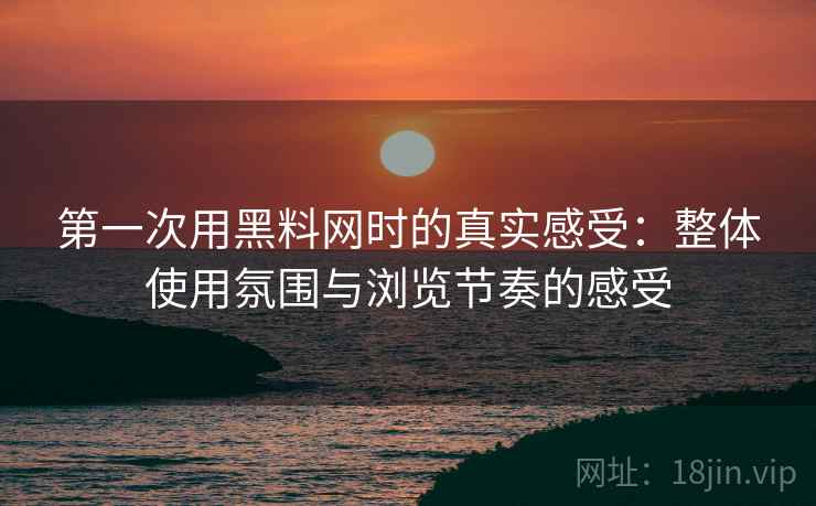 第一次用黑料网时的真实感受：整体使用氛围与浏览节奏的感受