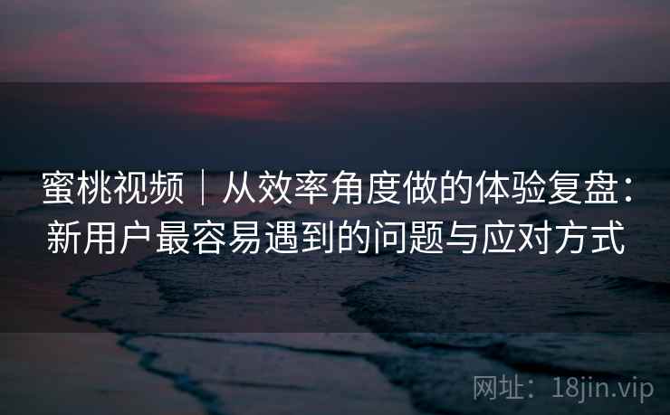 蜜桃视频｜从效率角度做的体验复盘：新用户最容易遇到的问题与应对方式